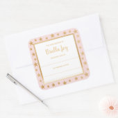 赤面ピンク金ゴールド星ベビーシャワー蔵書票 スクエアシール (封筒)