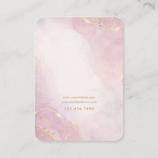 赤面ピンク金ゴールド水彩ジュエリーカード 名刺 (裏面)