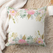 赤面ピンク金ゴールド水彩フラワーズ装飾用クッション クッション (ブランケット)