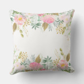 赤面ピンク金ゴールド水彩フラワーズ装飾用クッション クッション (裏面)