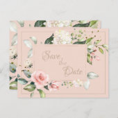 赤面ピンク金ゴールド水彩フローラ結婚ズ ポストカード (正面/裏面)