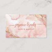 赤面ピンク金ゴールド水彩 名刺 (正面)