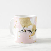 赤面ピンク金ゴールド水色きらびやかな輝き コーヒーマグカップ (正面左)