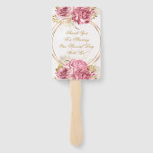 赤面ピンク金ゴールド水色牡丹結婚の感謝 ハンドファン (裏面)