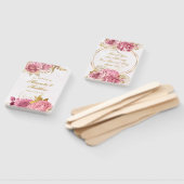 赤面ピンク金ゴールド水色牡丹結婚の感謝 ハンドファン (組立なし)