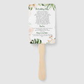 赤面ピンク金ゴールド熱帯緑結婚園の式典 ハンドファン (裏面)