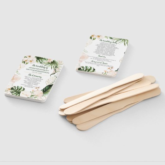 赤面ピンク金ゴールド熱帯緑結婚園の式典 ハンドファン (組立なし)