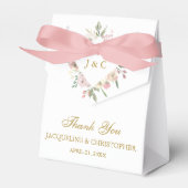 赤面ピンク金ゴールド牡丹フローラ庭園の結婚式 フェイバーボックス (正面サイド)