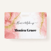 赤面ピンク金ゴールド瑪瑙美しいビジネス名タグ バッジ (正面)