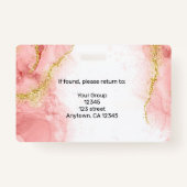 赤面ピンク金ゴールド瑪瑙美しいビジネス名タグ バッジ (裏面)