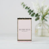 赤面ピンク金ゴールド紙吹雪モダンエレガント 名刺 (スタンド正面)