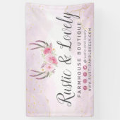 赤面ピンク金ゴールド素朴フローラ〔雄ジカの〕枝角ソーシャルメディア 横断幕 (縦)