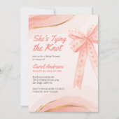 赤面ピンク金ゴールド結び目ブライダルシャワー 招待状 (正面)