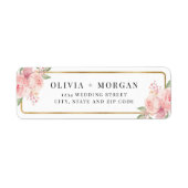 赤面ピンク金ゴールド結婚フローラ差出人住所 ラベル (正面)