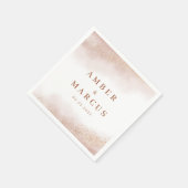 赤面ピンク金ゴールド結婚雲 スタンダードカクテルナプキン (角)