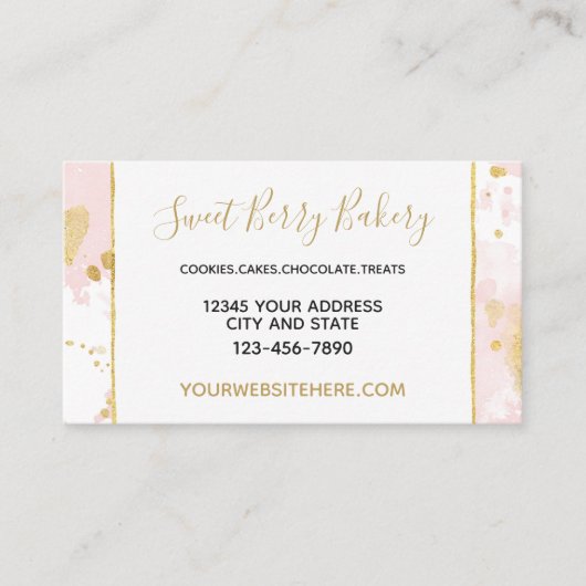 赤面ピンク金ゴールド絵を描（ばちゃばちゃ）跳ねる 名刺 (正面)