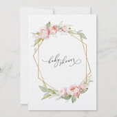 赤面ピンク金ゴールド緑ベビーシャワー招待状 招待状 (裏面)