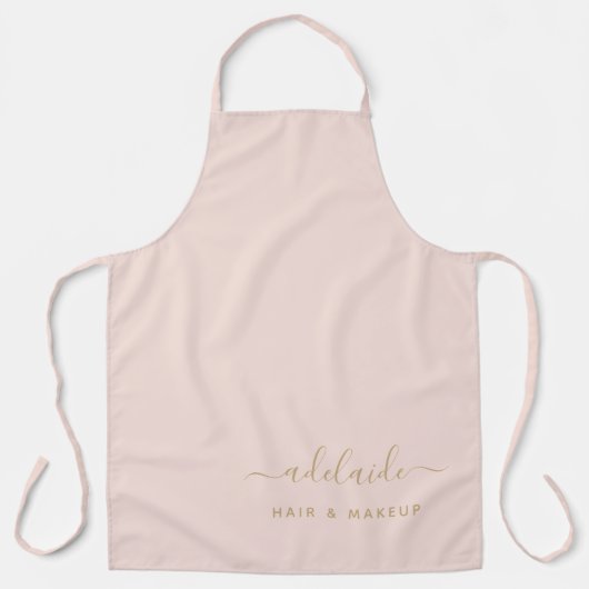 赤面ピンク金ゴールド美容師メイクアップアーティストサロン エプロン (正面)
