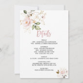 赤面ピンク金ゴールド花バチェロレッテ週末 招待状 (裏面)