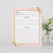 赤面ピンク金ゴールド葉レシピバインダーページ (スタンド正面)