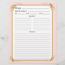 赤面ピンク金ゴールド葉レシピバインダーページ