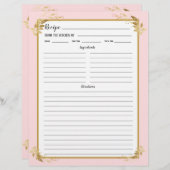 赤面ピンク金ゴールド葉レシピバインダーページ (正面/裏面)