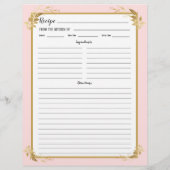 赤面ピンク金ゴールド葉レシピバインダーページ (裏面)