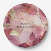 赤面ピンク金ゴールド離れブライダルシャワー ペーパープレート (正面)