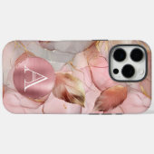 赤面ピンク金ゴールド離れモノグラム Case-Mate iPhoneケース (裏面 (横))