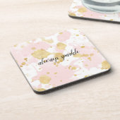 赤面ピンク金ゴールド（ばちゃばちゃ）跳ねる抽象芸術 コースター (左側)