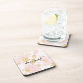 赤面ピンク金ゴールド（ばちゃばちゃ）跳ねる抽象芸術 コースター (右側)