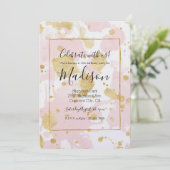 赤面ピンク金ゴールド（ばちゃばちゃ）跳ねる抽象芸術 招待状 (スタンド正面)