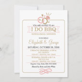 赤面ピンク金ゴールドI DO BBQリハーサルディナー 招待状 (正面)