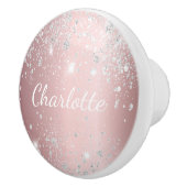 赤面ピンク銀グリッターダストモノグラムガーリー セラミックノブ (右)