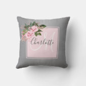 赤面ピンク銀フローラ装飾用クッション クッション (裏面)