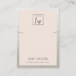 赤面ピンク銀縁どロゴネックレスディスプレイ 名刺