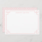 赤面ピンク鍵縁どパーソナライズされた文具 ノートカード (正面/裏面)