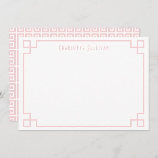 赤面ピンク鍵縁どパーソナライズされた文具 ノートカード (正面/裏面)