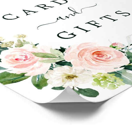 赤面ピンク開花ウェディングカード&ギフトスクエアサイン ポスター (角)