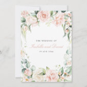 赤面ピンク開花エレガントフローラユーカ結婚リズ 招待状 (裏面)