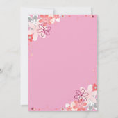 赤面ピンク開花バラサマーフローラブライダルシャワー 招待状 (裏面)