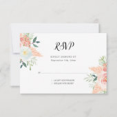 赤面ピンク開花フローラ水色結婚の 出欠カード (正面)