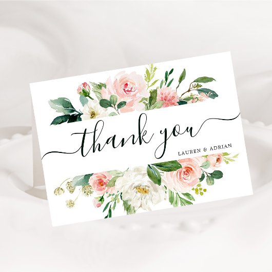 赤面ピンク開花折り結婚曲げサンキューカード サンキューカード