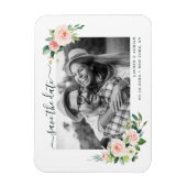 赤面ピンク開花日付写真を保存 マグネット (縦)