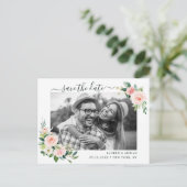 赤面ピンク開花日付写真を保存 案内ポストカード (スタンド正面)