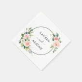 赤面ピンク開花結婚ズ スタンダードカクテルナプキン (角)