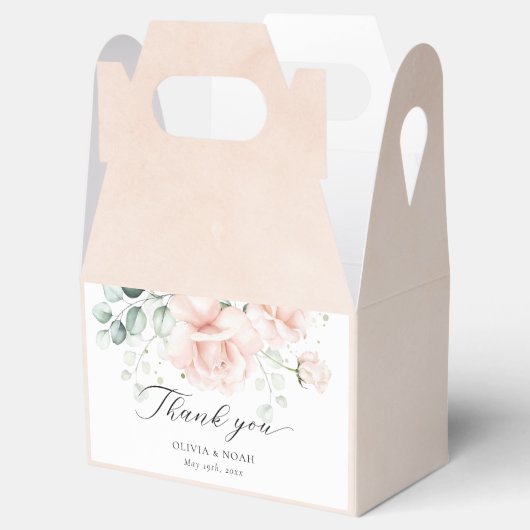 赤面ピンク開花結婚式の引き出物ボックス フェイバーボックス (オープン)