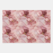 赤面ピンク離れ金ゴールドフローラブライダルシャワー ラッピングペーパーシート (正面)