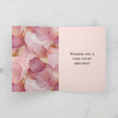 赤面ピンク離れ金ゴールドフローラ誕生日 カード (内部)