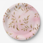 赤面ピンク離れ金ゴールド結婚ズ ペーパープレート (正面)